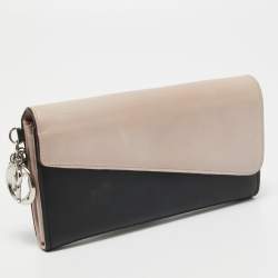 Dior Black/Pink Leather Flap Continental Wallet