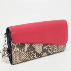 Pre Owned Dior Multicolor Python and Leather Diorissimo Rencontre Wallet
