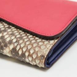 Pre Owned Dior Multicolor Python and Leather Diorissimo Rencontre Wallet