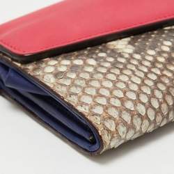 Pre Owned Dior Multicolor Python and Leather Diorissimo Rencontre Wallet