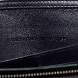 Pre Owned Dior Navy Blue/Silver Leather and Watersnake Charm Flap Continental Wallet