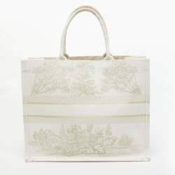 Pre Owned Dior Off White Canvas Large Stella Embroidery Around The World Book Tote 