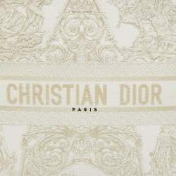 Pre Owned Dior Off White Canvas Large Stella Embroidery Around The World Book Tote 