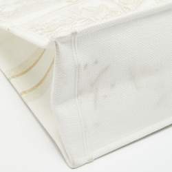 Pre Owned Dior Off White Canvas Large Stella Embroidery Around The World Book Tote 