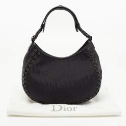 Pre Owned Dior Black Oblique Nylon and Leather Ethnic Hobo