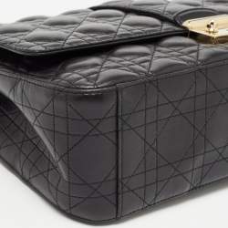 Pre Owned Dior Black Cannage Leather Large Miss Dior Flap Bag