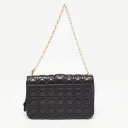 Pre Owned Dior Black Cannage Leather Large Miss Dior Flap Bag