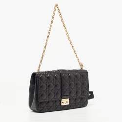 Pre Owned Dior Black Cannage Leather Large Miss Dior Flap Bag
