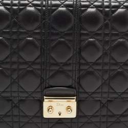 Pre Owned Dior Black Cannage Leather Large Miss Dior Flap Bag