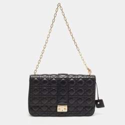 Pre Owned Dior Black Cannage Leather Large Miss Dior Flap Bag