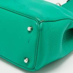 Pre Owned Dior Green Leather Large Diorissimo Shopper Tote
