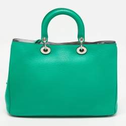 Pre Owned Dior Green Leather Large Diorissimo Shopper Tote