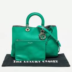 Pre Owned Dior Green Leather Large Diorissimo Shopper Tote