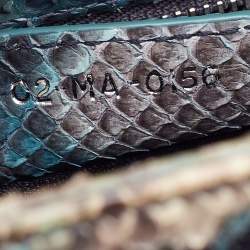 Pre Owned Dior Green/Beige Python and Sequin Medium Lady Dior Tote