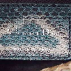 Pre Owned Dior Green/Beige Python and Sequin Medium Lady Dior Tote