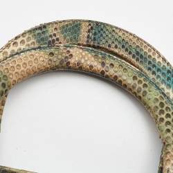 Pre Owned Dior Green/Beige Python and Sequin Medium Lady Dior Tote