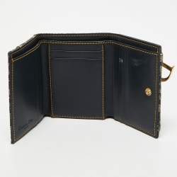 Pre Owned Dior Blue Diorissimo Canvas and Leather Saddle Compact Wallet