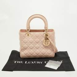 Dior Pink Cannage Leather Medium Lady Dior Tote