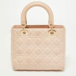 Dior Pink Cannage Leather Medium Lady Dior Tote
