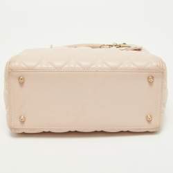 Dior Pink Cannage Leather Medium Lady Dior Tote