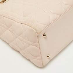 Dior Pink Cannage Leather Medium Lady Dior Tote