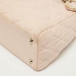 Dior Pink Cannage Leather Medium Lady Dior Tote