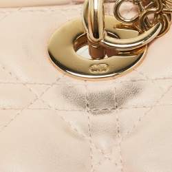 Dior Pink Cannage Leather Medium Lady Dior Tote