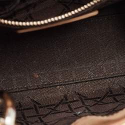 Pre Owned Dior Beige Shimmering Leather Mini Chain Lady Dior Tote