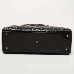 Dior Black Patent Cannage Leather Large Lady Dior Tote