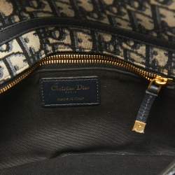 Dior Navy Blue Oblique Canvas and Leather 30 Montaigne Chain Clutch