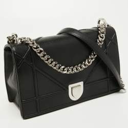Pre Owned Dior Black Leather Medium Diorama Shoulder Bag