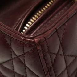 Pre Owned Dior Burgundy Cannage Leather Medium Lady Dior Tote