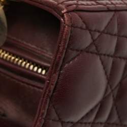 Pre Owned Dior Burgundy Cannage Leather Medium Lady Dior Tote