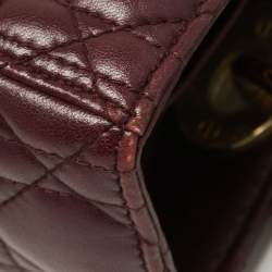 Pre Owned Dior Burgundy Cannage Leather Medium Lady Dior Tote
