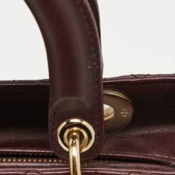 Pre Owned Dior Burgundy Cannage Leather Medium Lady Dior Tote