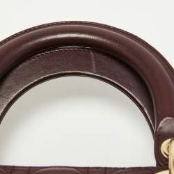 Pre Owned Dior Burgundy Cannage Leather Medium Lady Dior Tote