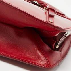 Pre Owned Dior Red Patent Leather Bondage Frame Hobo