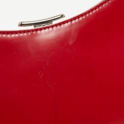 Pre Owned Dior Red Patent Leather Bondage Frame Hobo