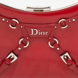 Pre Owned Dior Red Patent Leather Bondage Frame Hobo