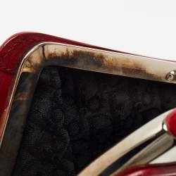 Pre Owned Dior Red Patent Leather Bondage Frame Hobo