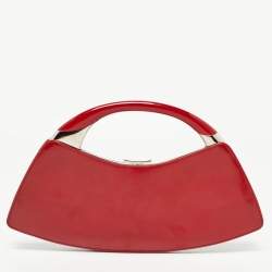 Pre Owned Dior Red Patent Leather Bondage Frame Hobo