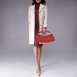 Pre Owned Dior Red Patent Leather Bondage Frame Hobo