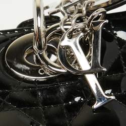Pre Owned Dior Black Cannage Patent Leather Large Lady Dior Tote
