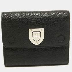 Pre Owned Dior Black Leather Diorama Trifold Wallet