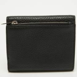 Pre Owned Dior Black Leather Diorama Trifold Wallet