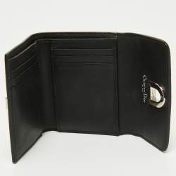 Pre Owned Dior Black Leather Diorama Trifold Wallet
