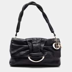 Pre Owned Dior Black Leather Demi Lune Flap Shoulder Bag