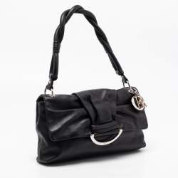 Pre Owned Dior Black Leather Demi Lune Flap Shoulder Bag