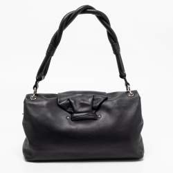 Pre Owned Dior Black Leather Demi Lune Flap Shoulder Bag