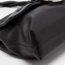 Pre Owned Dior Black Leather Demi Lune Flap Shoulder Bag